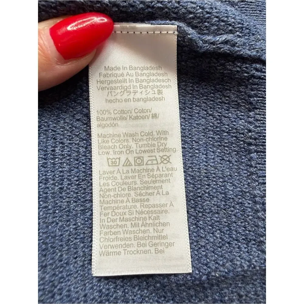J.Crew Textured Cotton Crewneck Sweater Heather Navy NWT Sz Small Knit Pullover